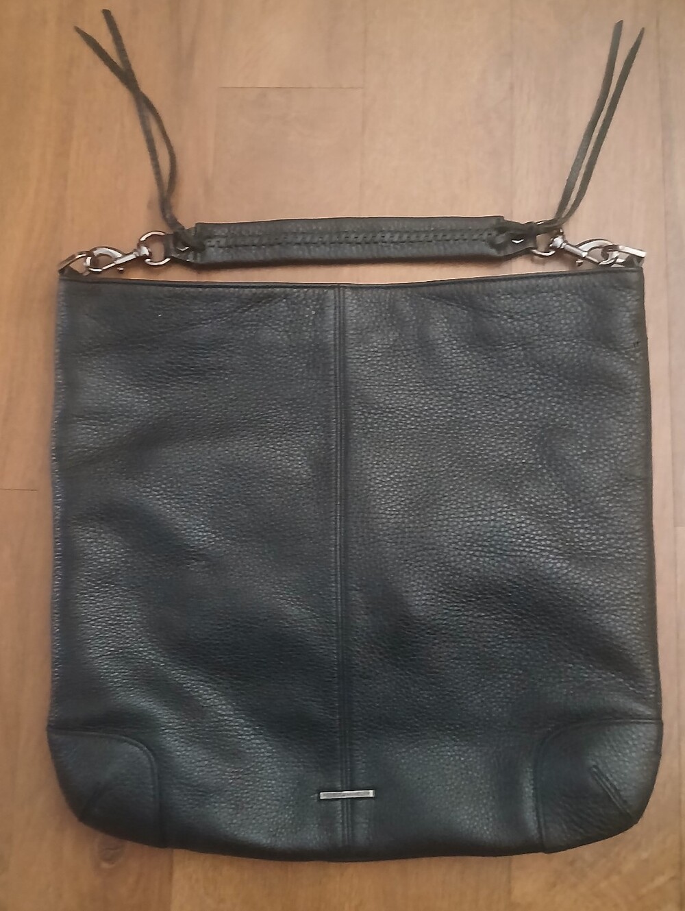 REBECCA MINKOFF black leather convertible handbag/clutch